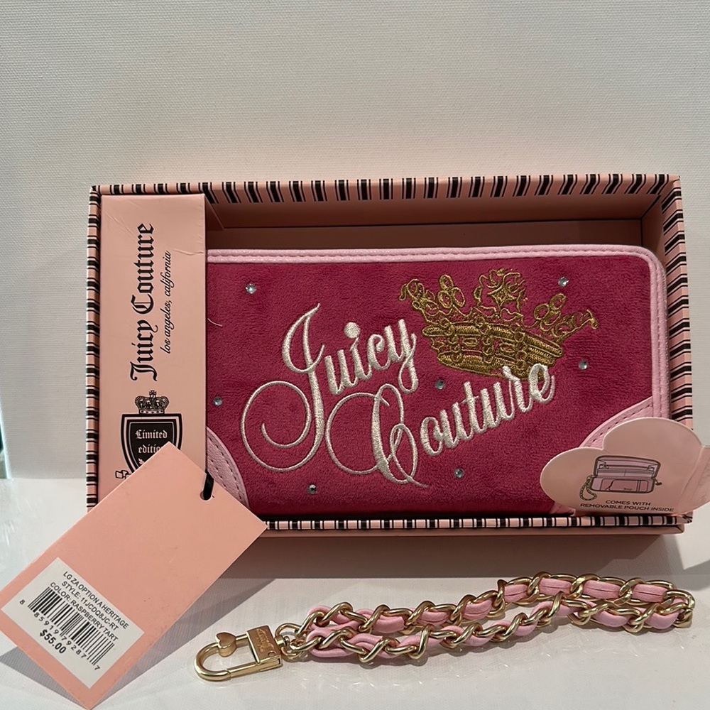 NWT Juicy Couture Large Zip Around Raspberry Tart Wallet/Wristlet.